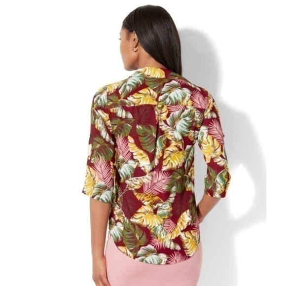 New York Company Banana Palm Leaf Blouse‎ NWT Small Tropical Beach Resort - Picture 3 of 8